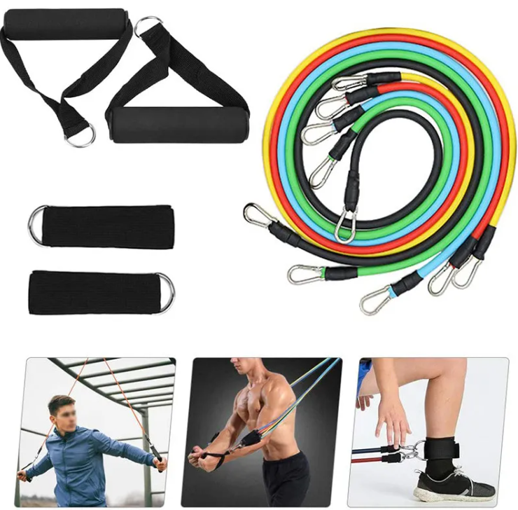 11-Piece TPE Resistance Band Set – Home Gym Kit for Strength, Yoga & Rehab