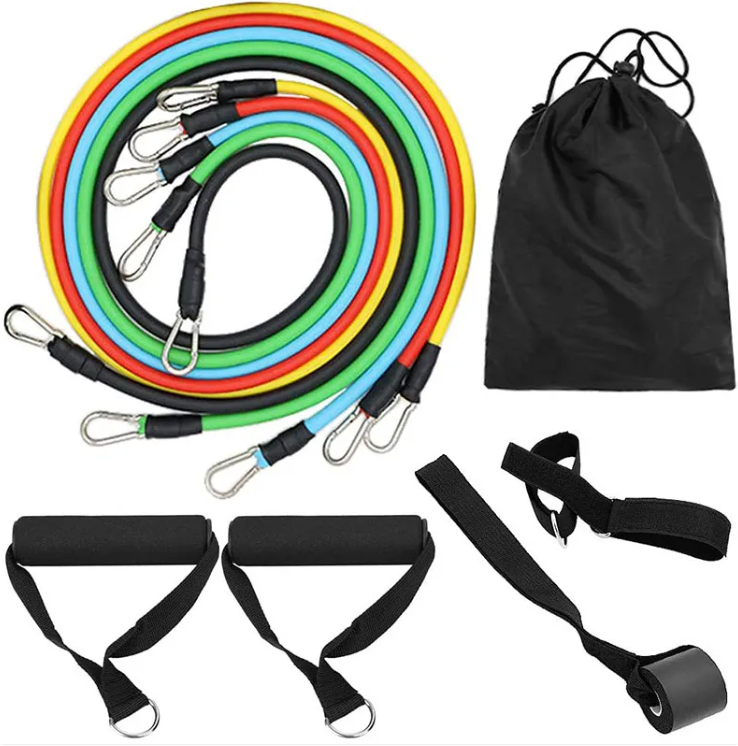 11-Piece TPE Resistance Band Set – Home Gym Kit for Strength, Yoga & Rehab